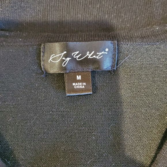 Women's Say What Black Knit Beaded Bodycon Mini Dress Long Sleeve Sz M - Picture 4 of 6